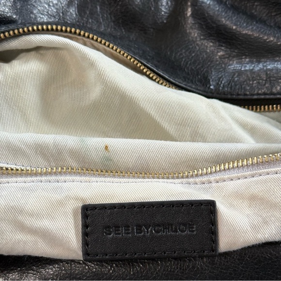 Vintage See by Chloe Funny Love Black Leather Shoulder Bag with Flaw - Picture 14 of 16